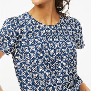 Jcrew Factory Printed short-sleeve crepe top Medium Blue
